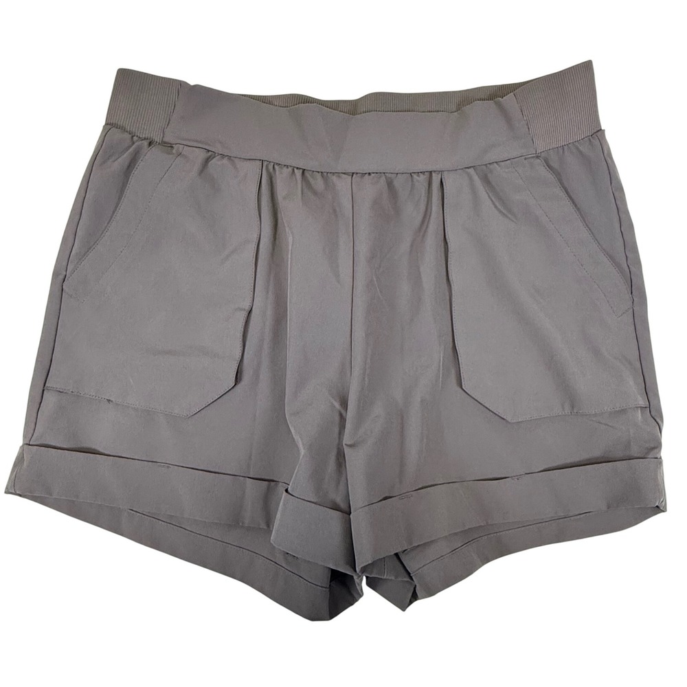 Freely Womens Gray Active Cuffed Shorts Elastic Waist Pockets FR003898 Size M